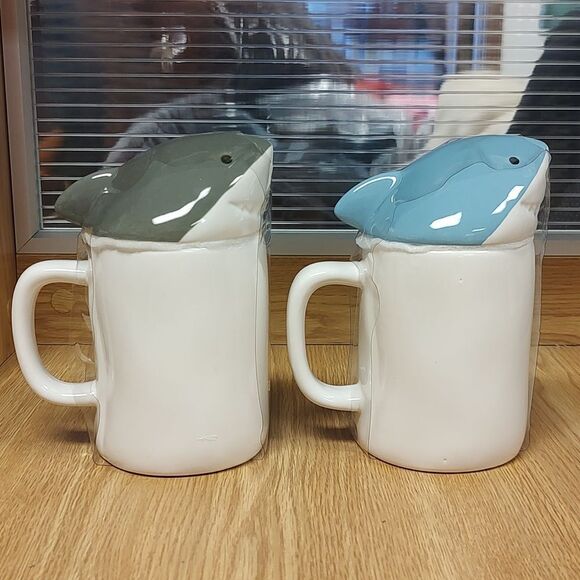 Rae Dunn Daddy Shark Mugs with Topper - Picture 2 of 4